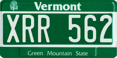 VT license plate XRR562