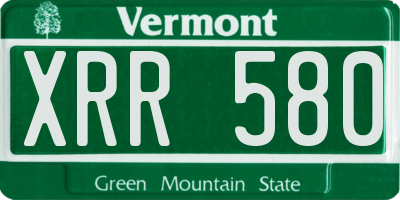 VT license plate XRR580