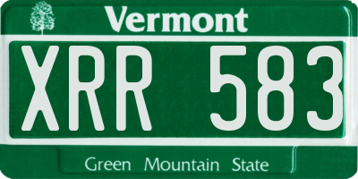 VT license plate XRR583