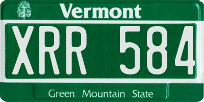 VT license plate XRR584