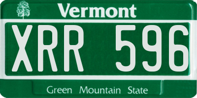 VT license plate XRR596