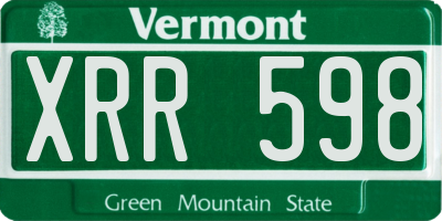VT license plate XRR598