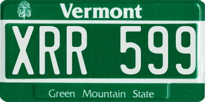 VT license plate XRR599