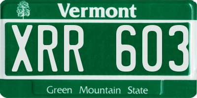 VT license plate XRR603