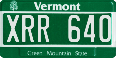 VT license plate XRR640