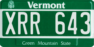 VT license plate XRR643