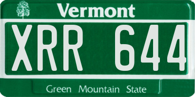 VT license plate XRR644