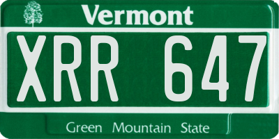 VT license plate XRR647
