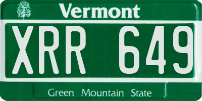 VT license plate XRR649