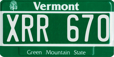 VT license plate XRR670