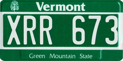 VT license plate XRR673