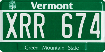 VT license plate XRR674