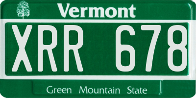 VT license plate XRR678