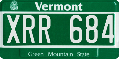 VT license plate XRR684