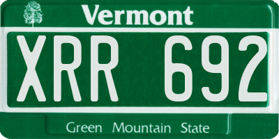 VT license plate XRR692