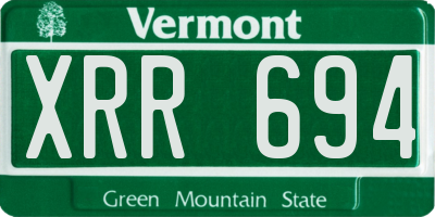 VT license plate XRR694
