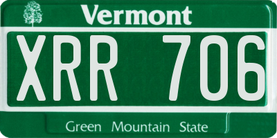 VT license plate XRR706