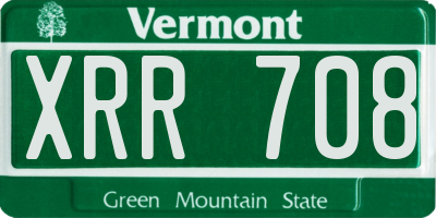 VT license plate XRR708