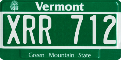 VT license plate XRR712
