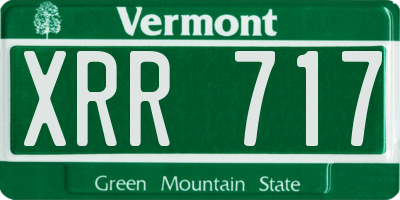 VT license plate XRR717