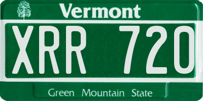 VT license plate XRR720