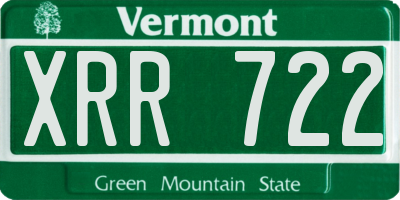 VT license plate XRR722
