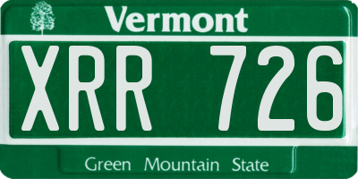 VT license plate XRR726