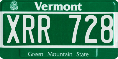VT license plate XRR728