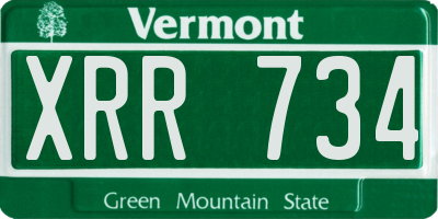 VT license plate XRR734