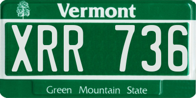 VT license plate XRR736