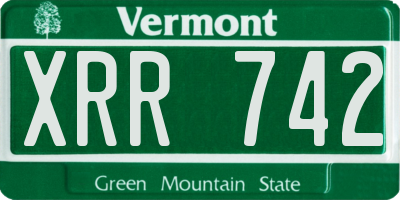 VT license plate XRR742