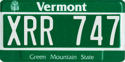 VT license plate XRR747