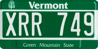 VT license plate XRR749
