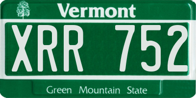 VT license plate XRR752