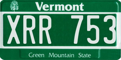 VT license plate XRR753