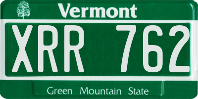 VT license plate XRR762