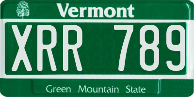 VT license plate XRR789