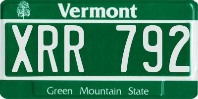 VT license plate XRR792