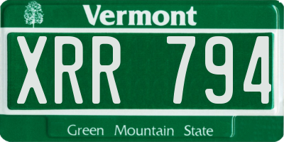 VT license plate XRR794