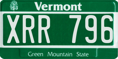 VT license plate XRR796