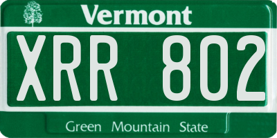 VT license plate XRR802