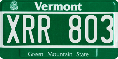 VT license plate XRR803