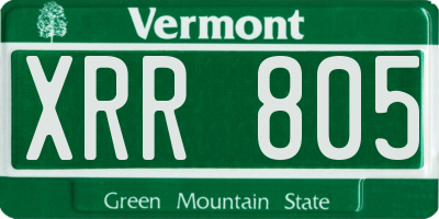 VT license plate XRR805