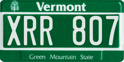 VT license plate XRR807