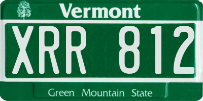 VT license plate XRR812