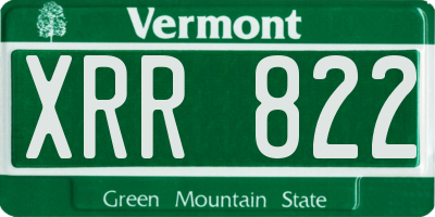 VT license plate XRR822