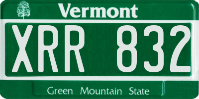 VT license plate XRR832