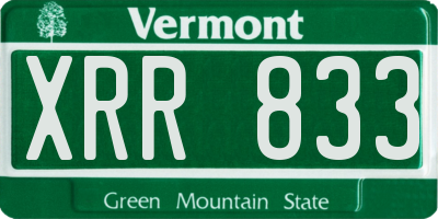 VT license plate XRR833