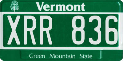 VT license plate XRR836