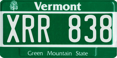 VT license plate XRR838